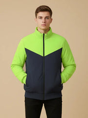 Payper Winter Zipper Mockneck Jacket For Men-Lime Green & Dark Navy-PH29