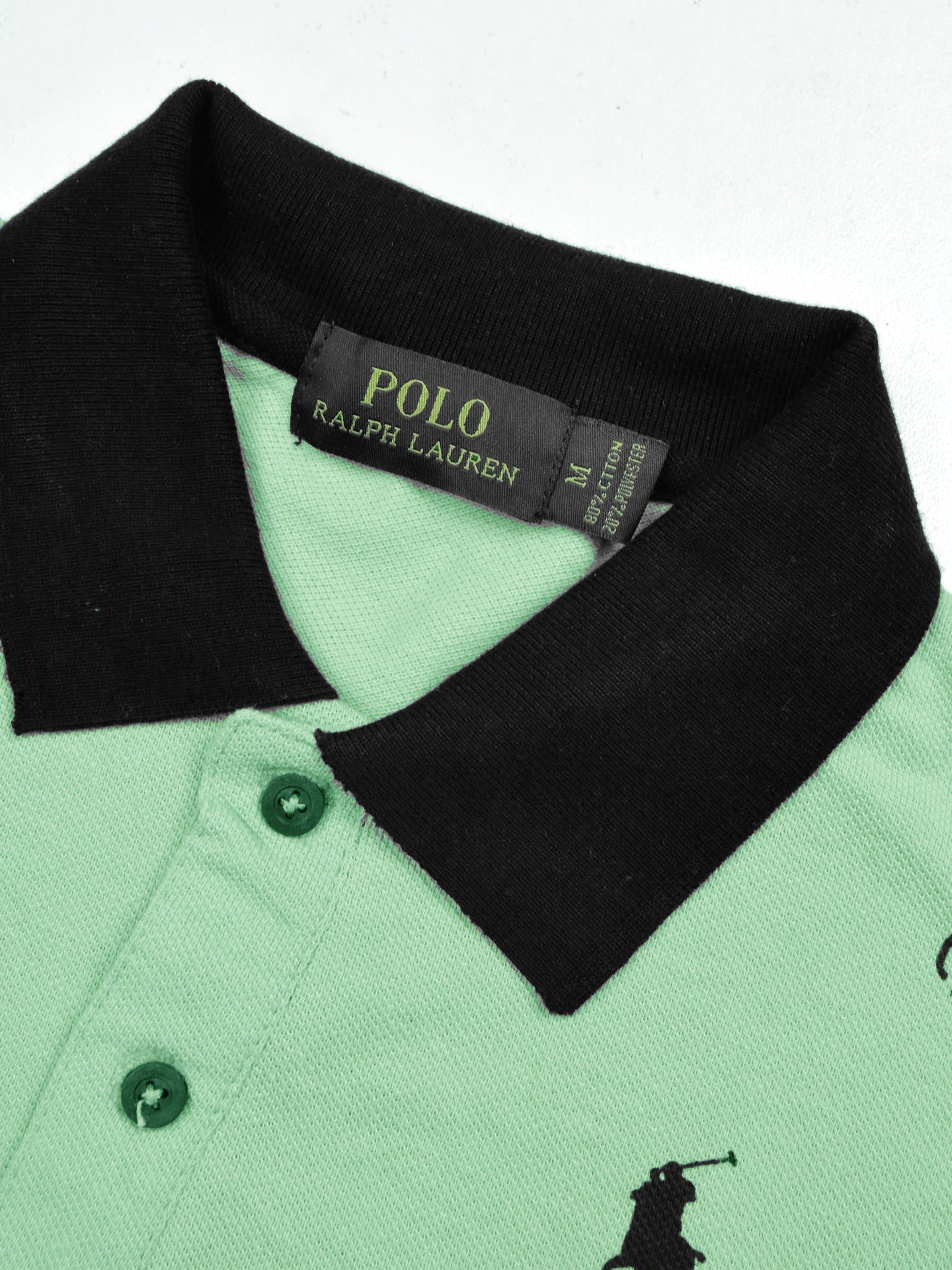 PRL Summer Polo Shirt For Men-Light Green with Allover Print-SP1444/RT2335